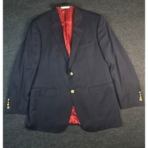 Carroll & Co Connaught Loro Piana Super 130s Wool Gold Button Navy Blazer Sz 42R